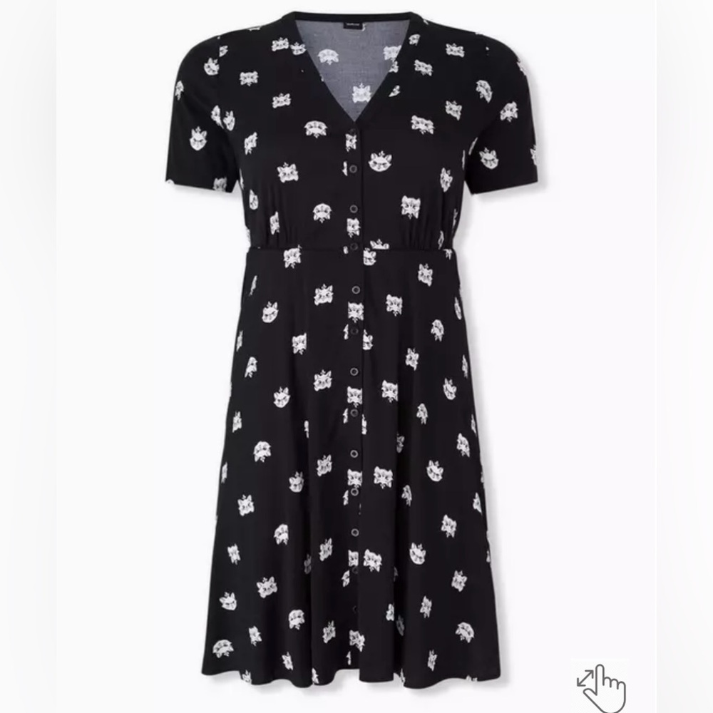 Torrid Disney Animals The Aristocats Marie Challis Black Shirt Dress